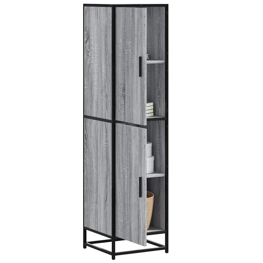vidaXL Highboard Grau Sonoma 35,5x35x139 cm Holzwerkstoff und Metall, Beistellschrank, schlanker Lagerschrank, hoher Schrank, Hochschrank