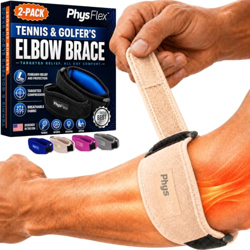 Image of 2-Pack Tennis Elbow Brace for Men & Women, Golfer's Elbow Support Strap