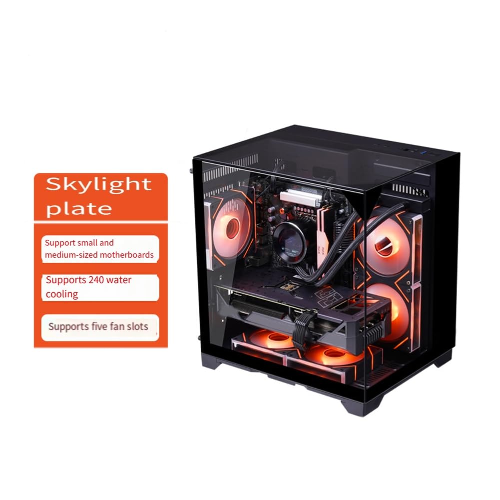 Case per PC Sea View Room per Computer da Gioco Desktop con Scheda Madre M-ATX A Doppio Vetro Temperato su Entrambi I Lati. Cabinet per PC Gamer.
