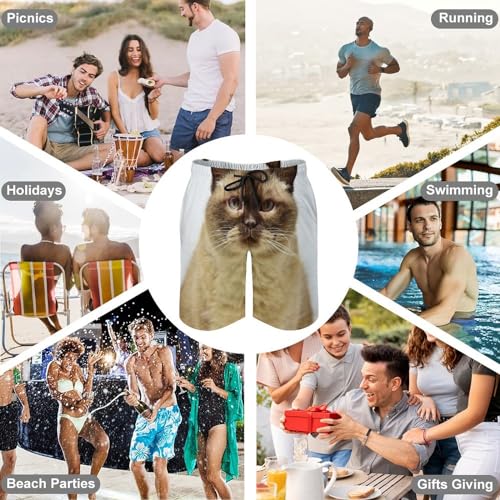 Shorts de bain homme gros chat mignon avec cordon ajustable et poches intégrées