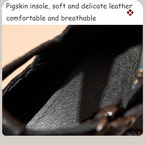 Women's Genuine Leather Flower Platform Chunky Heel Mary Jane Shoes Comfortable Wide Round Toe Non Slip Block Heel Dress Pumps for Party Bridesmaids Dating Fashion Sandals4