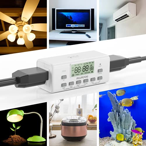 [2 Pack] Nearpow Digital Timer For Lamp With Dual Outlets, Programmable Timer In Door, Outlet Timer For Lights,10 On/Off Programs, 24-Hour And 7-Day Programmable Electric Plug Timer,3 Prong, 15A/1800W #TOP6