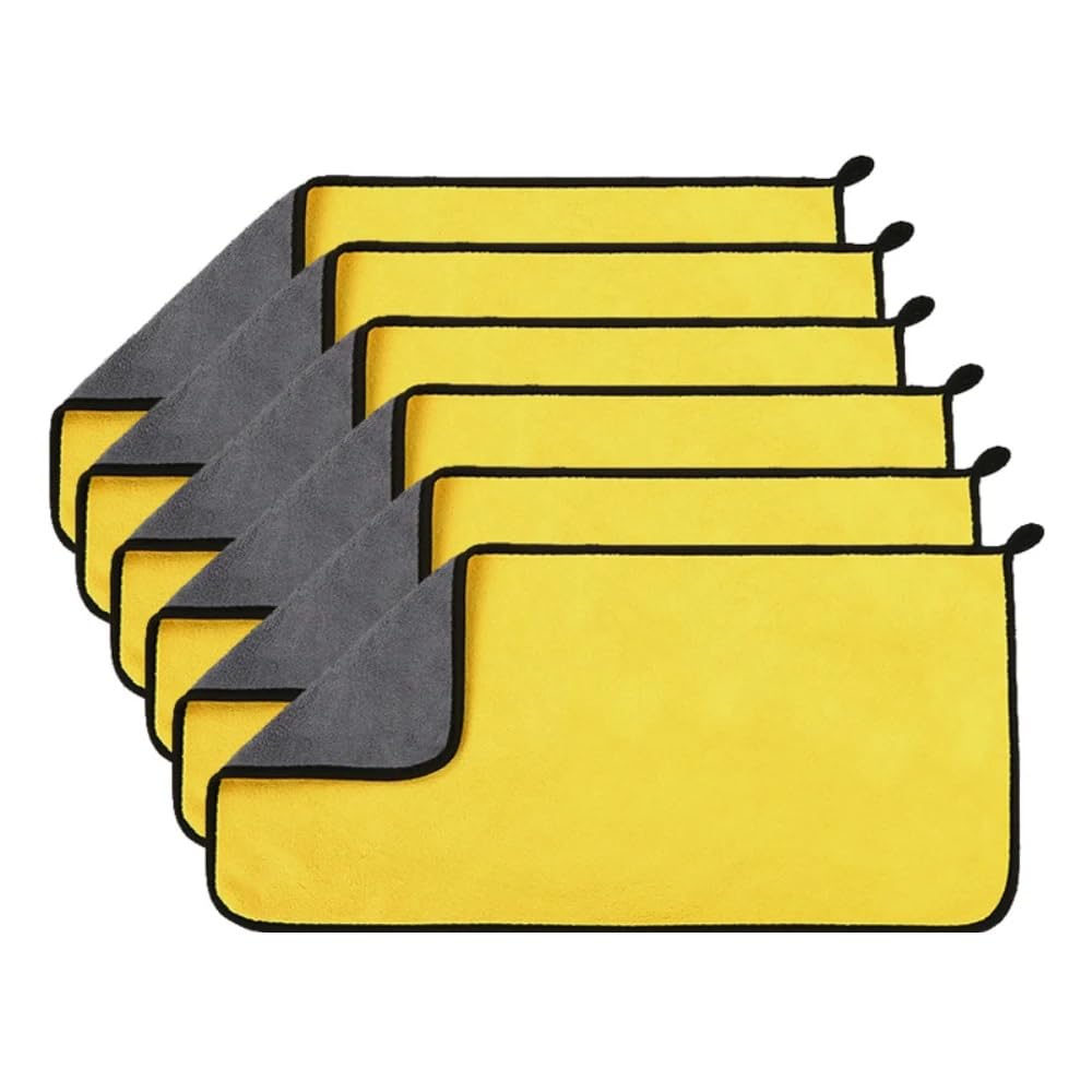 Mikrofaser-Handtuch, Auto-Mikrofaser-Tuch, Waschhandtuch, Mikrofaser-Reinigungstuch, Autowäsche, Trockentuch, Auto-Detaillierung, 6 Stück