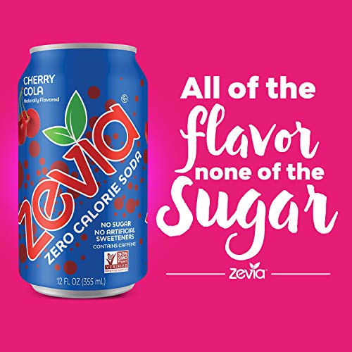 Zevia Zero Calorie Soda, Cherry Cola, Naturally Sweetened Soda, (24) 12 Ounce Cans; Cherry Cola-Flavored Carbonated Soda & Kidz Sparkling Drink, Variety Pack, 7.5 Ounce Cans (Pack Of 24) #TOP3