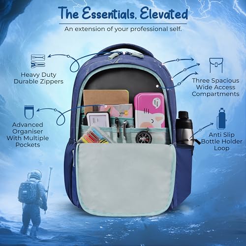 Image of Gear Lost In Space 17 inch /30L Large Water Resistant School Bag | Casual Backpack | Daypack | Travel Backpack | Kids Bag for Boys /Girls (Navy - Mint)