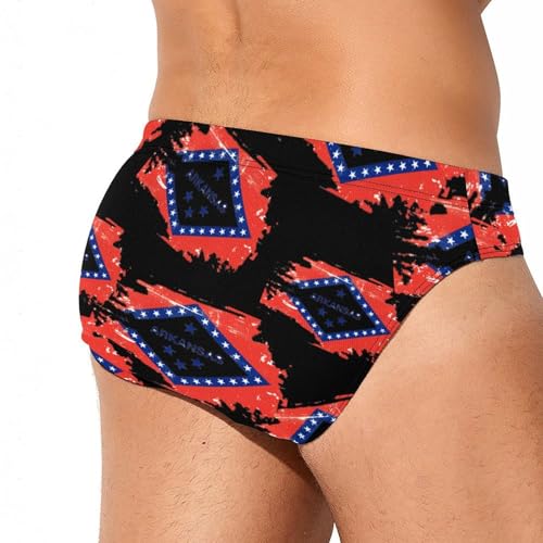 Vintage Arkansas Flag Mens Swim Briefs Bikini Sexy Low Rise Trunks Swimsuit Bathing Suit Beach3