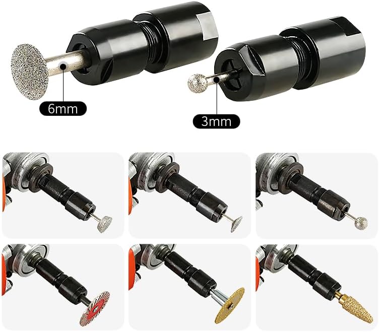 LOZLIN Angle Grinder Modified Adapter 5/8-11 Thread Straight Grinder Chuck Converter Heavy Duty Power Tool Accessory for Grinding Polishing Metalworking, 3/6mm-Black