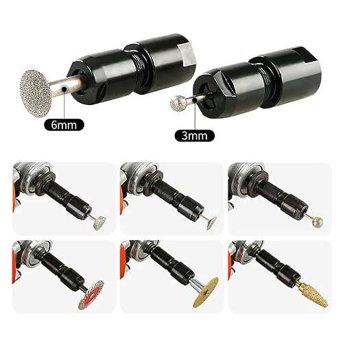 3mm&6mm Angle Grinder to Straight Chuck Adapter (5/8-11 Arbor) - Metal/Wood/Stone Grinding & Polishing - Compatible with Angle Grinders, Rotary Tools, Drills - Heavy Duty Conversion Kit (3mm+6mm) - Thumbnail 3