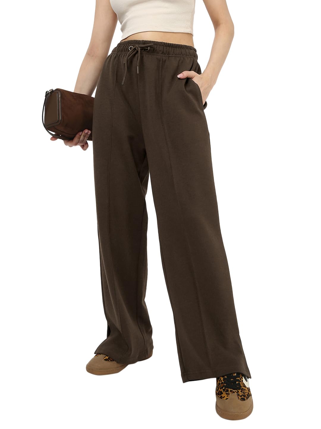 bewakoof Women's 100% Cotton Regular Fit Track Pant | Track Pants for Woman | Lower for Women | Multipurpose | Activewear | Utility Pockets | Lightweight & Flexible Elastic Waist | Casual Joggers-picture-31