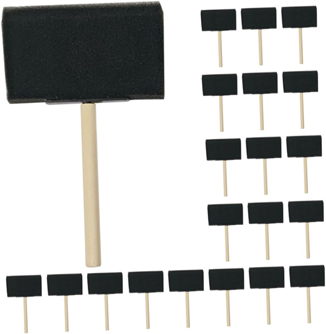 HOMSFOU 25pcs Black Foam Paint Brushes with Wood Handle, 4-inch Sponge Applicators for Craft Painting, Staining, and DIY Art Projects and Adults