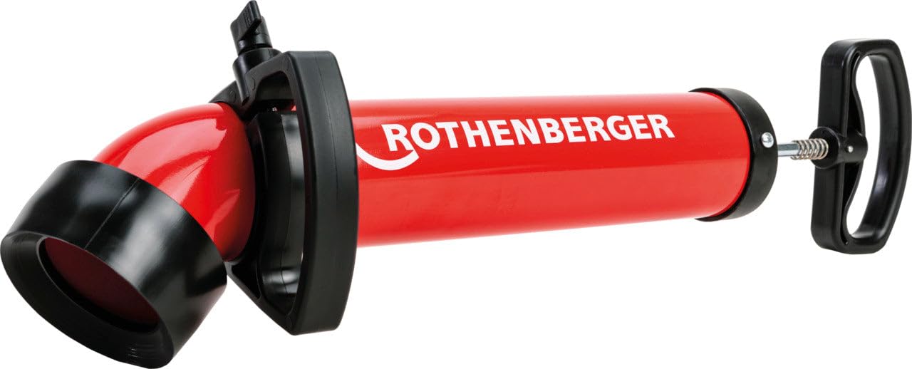 Rothenberger Limpiador de aspiración y presión | Bomba Profesional Limpiador de tuberías | Desatascador de desagües RoPump Super Plus X Incluye 2 adaptadores