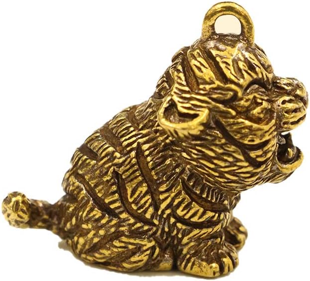 Brass luck mascot pendant Copper exorcism Amulet keychain Small ornaments 纯黄铜小老虎汽车钥匙扣箱包挂饰吊坠挂件手制工艺礼品(B6-1小老虎)