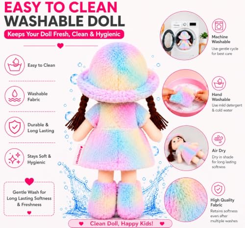 Image of Cute Doll Soft Toy for Girls 40CM | Rainbow Colour Plush Doll Teddy for Kids | Ultra Soft Stuffed Baby Doll Toy | Huggable Washable Plush Toy Gift for Boys & Girls