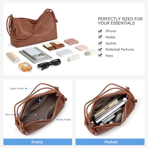 Image of BOSTANTEN Shoulder Bag for Women Pebbled Vegan Leather Purse Soft Handbag