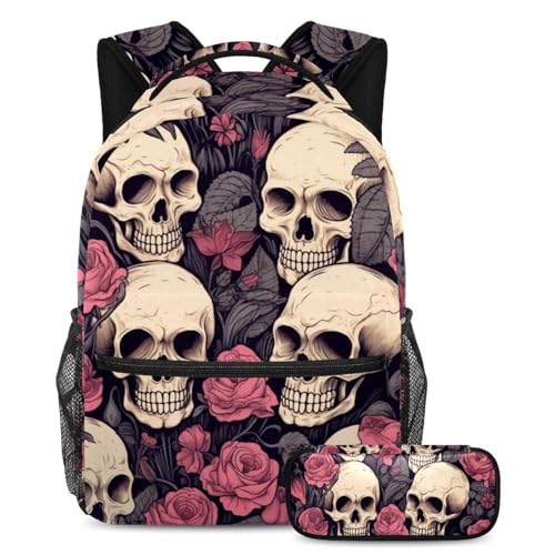 Sac à dos fleurs et crâne parfait pour le collège et les sorties des adolescents