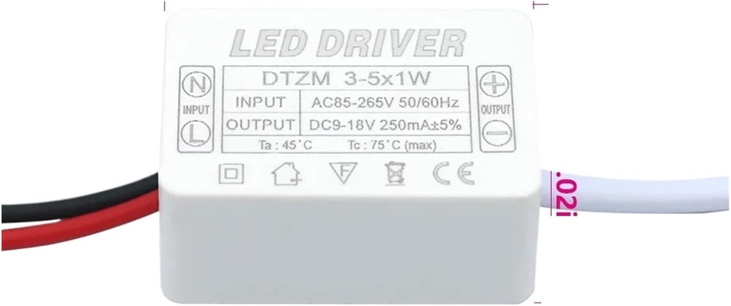 1PCS LED Driver Power Supply AC85-265V Lighting Transformer(12-18W,250MA_85-265V)