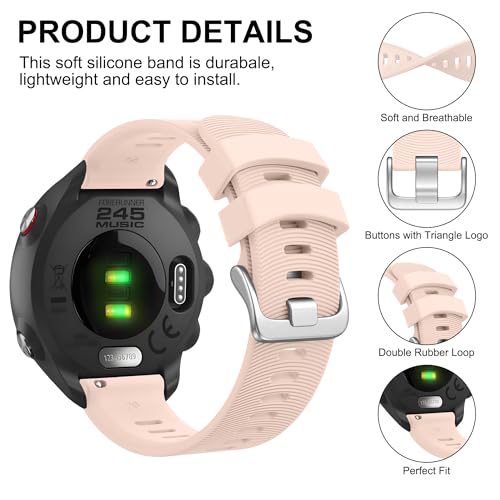 Image of Tobfit 20mm Straps Compatible with Garmin Forerunner 165 /165 Music, Forerunner 55 /158,245 /245 Music, 645 /645 Music Band for Women Men, Silicone Strap for Garmin Watch