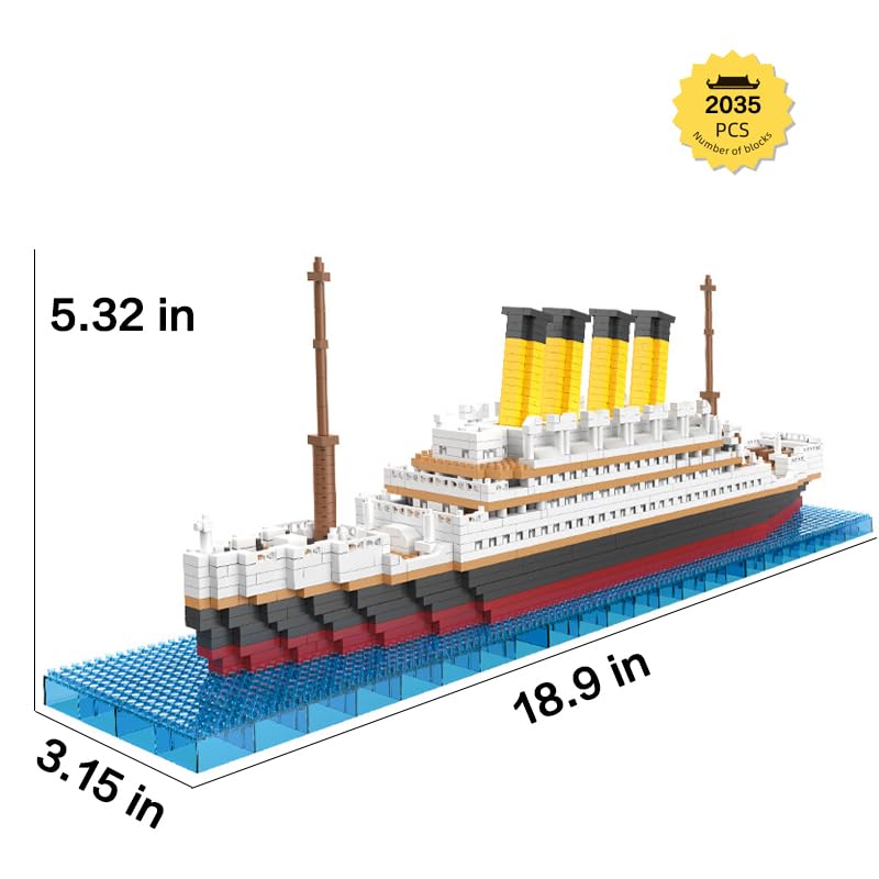 2035 Pcs Titanic Mini Building Blocks Set for Adults - Micro Toy Building Bricks Model Kit - Educational Architecture Model Gift for Kids, Teens, and Adults Age 14+ - Image 3