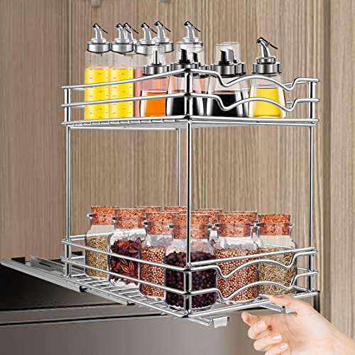 SortWise 6" Wide Pullout Spice Rack Organizer for Cabinet, 2 Tier Spice Organizer For Spice Jars, Sauces, Cans - Image 3