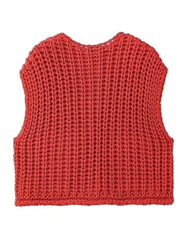 GORGLITTER Women's Button Up Sweater Vest Top Knitted Crewneck Sleeveless Open Front Cardigan2