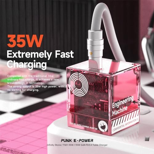 Image of 35W Fast Charger Power Adapter Wall Charger USB-C GaN Power Charging Technology Sense Type-C Fast Charging Multi Compatible Charging Foldable Pin Small and Easy to Carry (Reality Pink)