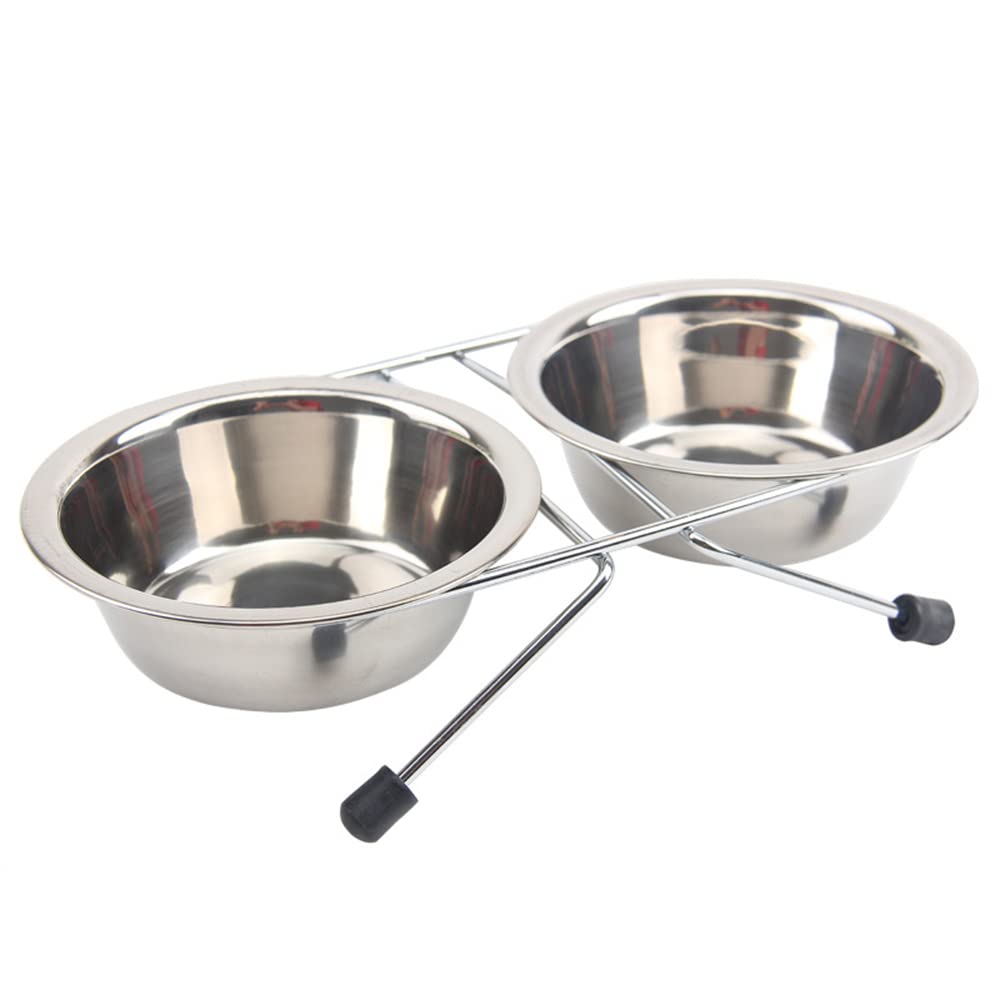 ArabestStainless Steel Dog Bowls, 2 Packs Pet Feeder Bowls and Water Bowls with Anti-Skid Rubber Base, Perfect Choice for Small, Medium and Large Pet (16.5cm)