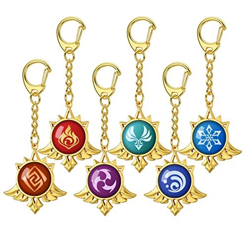 Genshin Impact Vision Keychains Set Metal Pendant Accessories Mondstadt