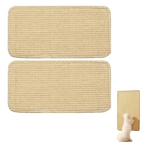 Lot de 2 tapis griffoirs pour lapin, mur de chat, tapis en sisal naturel pour rongeurs, tapis pour rongeurs, accessoires de lapin, cage pour animaux de...