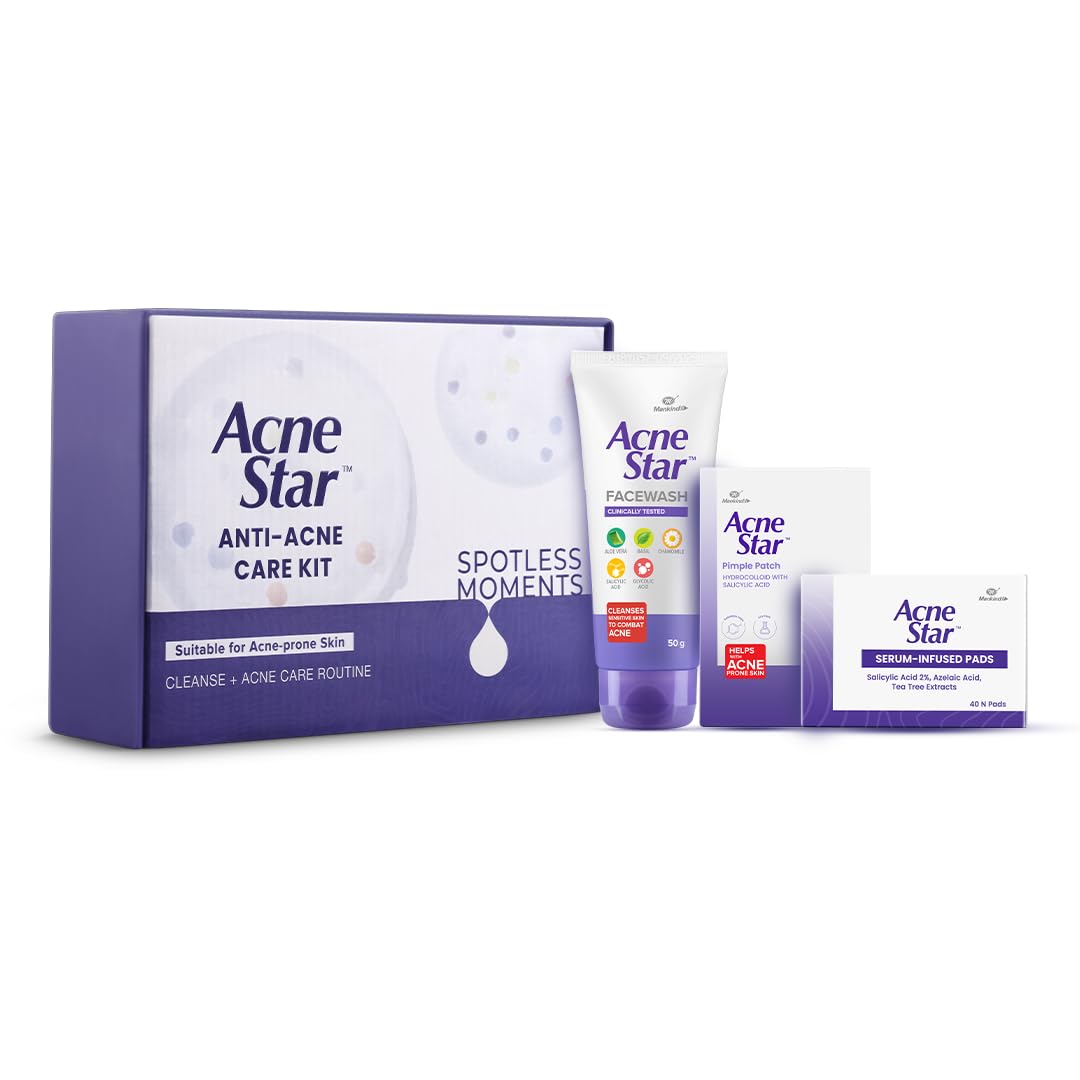 Acnestar Anti-Acne Kit, Skincare Routine Kit for Unisex, Salicylic acid + Glycolic acid in Face Wash, Azelaid acid Toner pads, and Hydrocolloid Pimple patch, Suitable for sensitive acne prone skin.-image-37