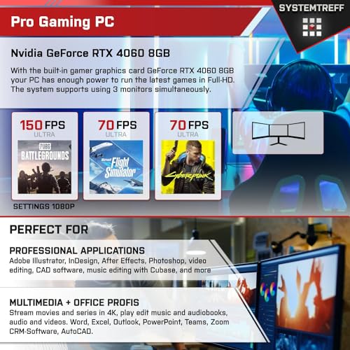 SYSTEMTREFF Gaming PC Intel Core i7-14700KF 20x5.6GHz | Nvidia GeForce RTX 4060 8GB DX12 | 1TB M.2 NVMe | 32GB DDR5 RAM | WLAN Desktop Computer Rechner für Gamer, Zocker & Streamer – Bild 6