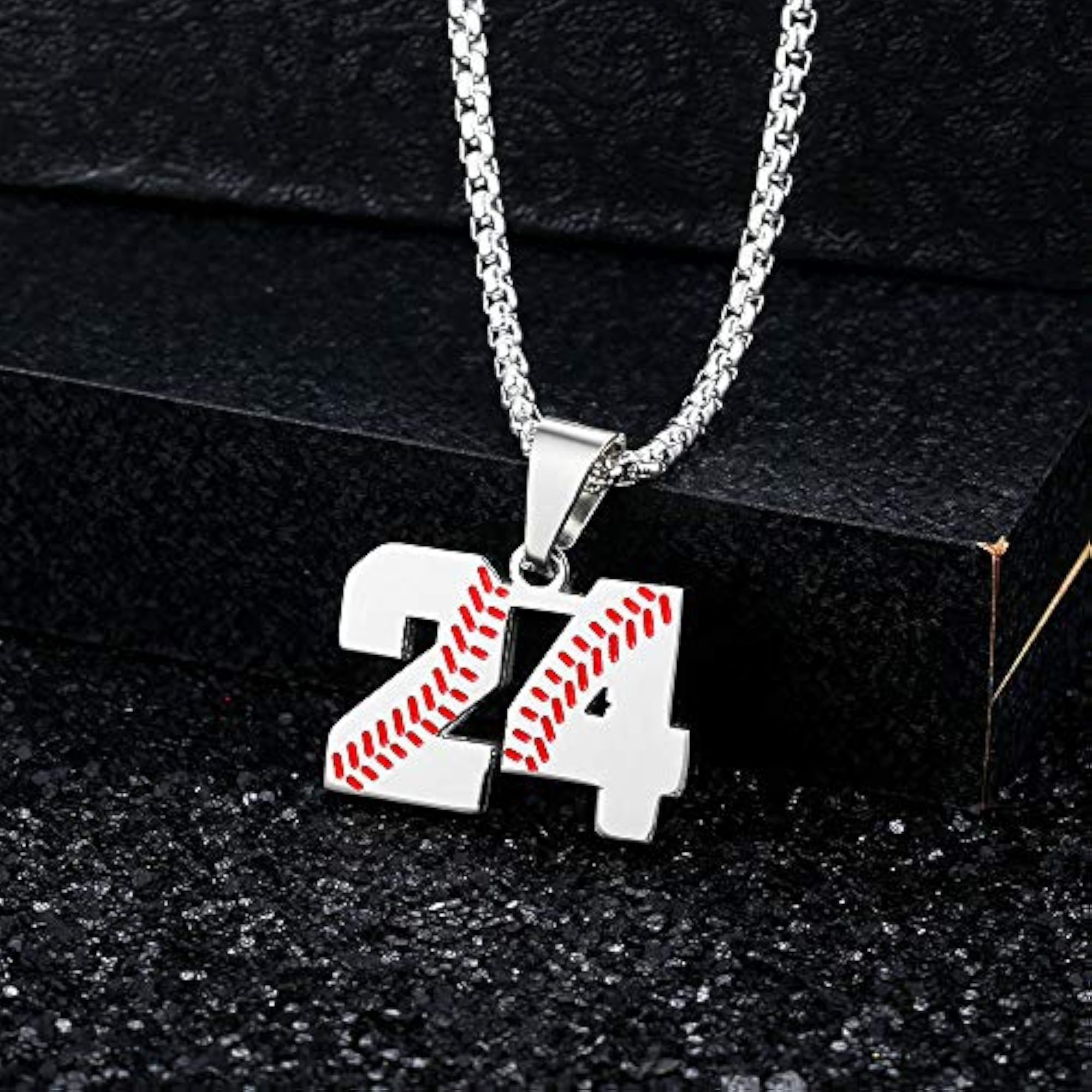 Men's Stainless Steel Baseball Jersey Number Necklace