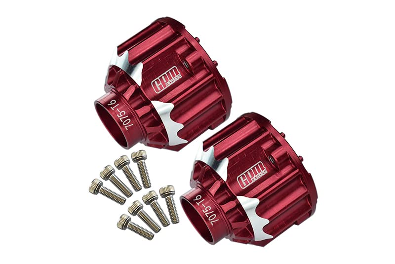 GPM Upgrades Aluminum 7075-T6 Front+Rear Differential Case (for TXM 8S/6S) for 1/5 4WD X-Maxx 8S/6S Monster Truck RC Cars (red)