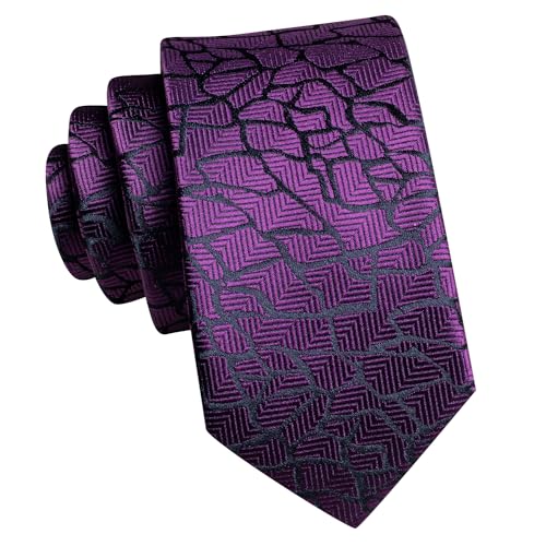 Image of Hi-Tie Father and Son Tie Set Striped Plaid Ties for Men and Boys Silk Necktie Pocket Square Set for Wedding Gifts