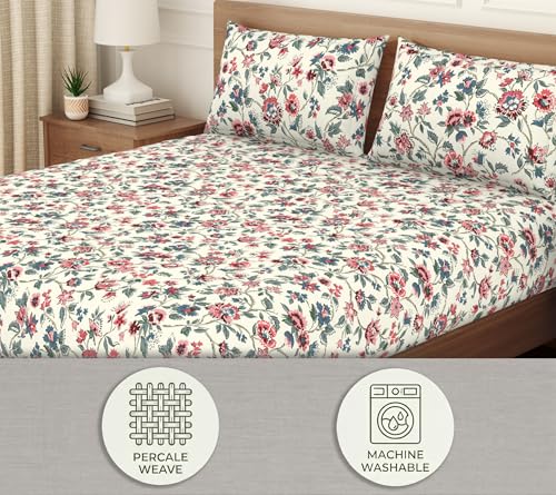 Image of Welspun Arlo Microfiber Double Bedsheet with 2 Pillow Covers, 220x240 cm Double Bed Sheet, Soft Breathable Fabric, Fade Resistant, Easy Care, Comfortable Cooling Bed Sheet, Light Yellow