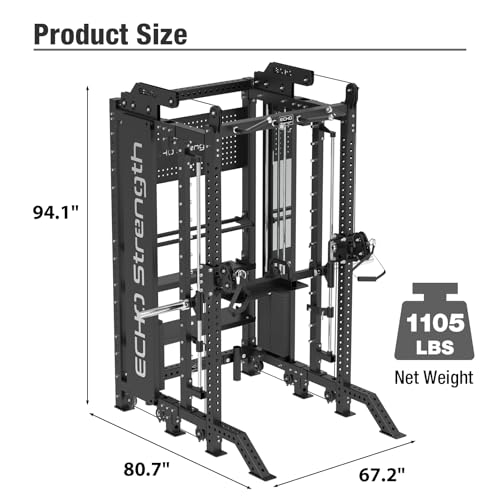 Image of Commercial Functional Trainer Cable Machine with Dual Weight Stacks, Power Cage Squat Rack, Dual Cable Crossover Machine with Pulley System