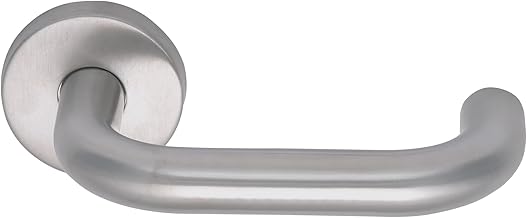 Bary Return to Door Lever on Rose Safety Door Handles Satin Stainless Steel (Sprung)