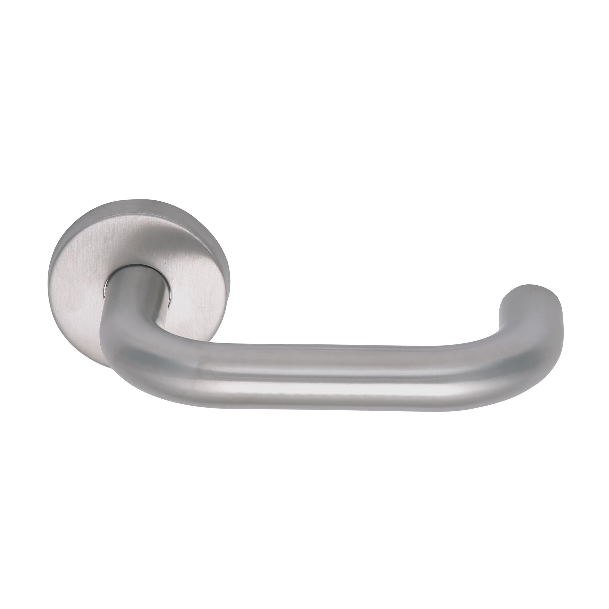 Bary Return to Door Lever on Rose Safety Door Handles Satin Stainless Steel (Sprung)