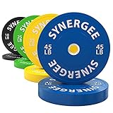 Synergee Color Bumper Plates Weight Plates Strength Conditioning Workouts Weightlifting 230lb Set