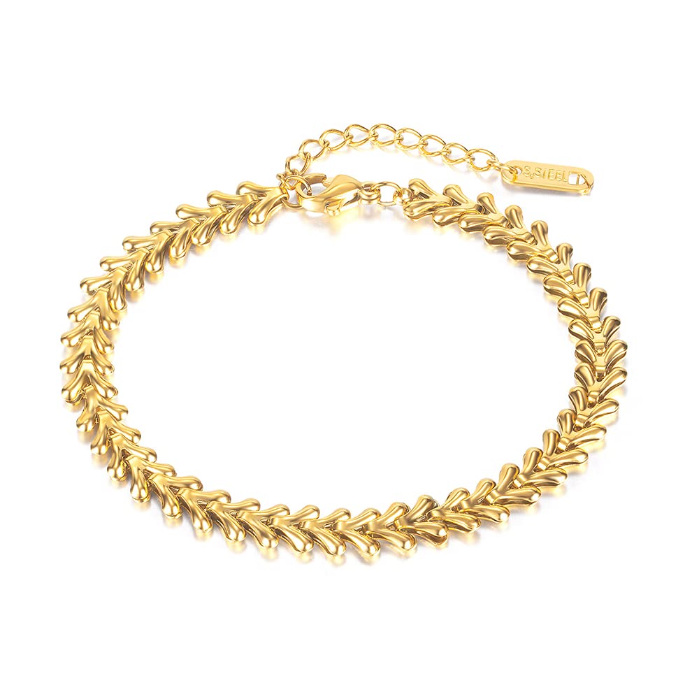 Jean Beau Simple Gold Chunky Chain Bracelet for Women - Statement Rhinestone Cubic Zirconia Hiphop Curb Cuban Link Jewelry Gift