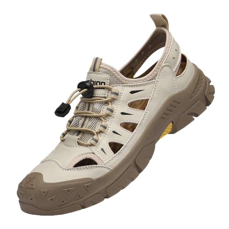 Men's Large-Size Bag-Style Head-Covering Sandals | Breathable Perforated Mesh Upper Beach Shoes | Soft Sole Casual Sports Footwear