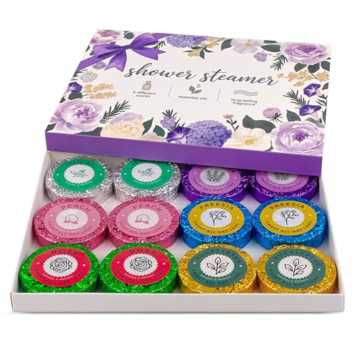 Shower Steamers Aromatherapy 12 Pack Natural Essential Oils Shower Bombs Stress Relief Self Care Spa Gifts for Women Birthday Mothers Day Christmas Valentines Stocking Fillers
