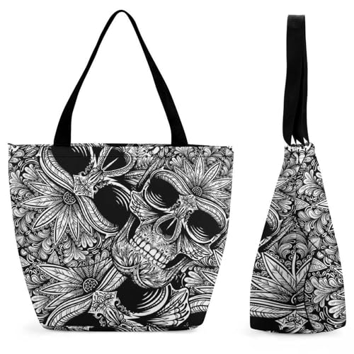 Sac à main pour femme crâne bicolore grand format 28.5x18x32.5cm