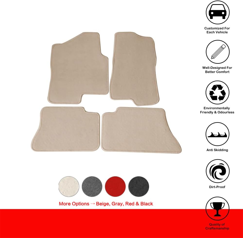 Floor Mats Compatible with Fit for 1999-2006 Chevrolet Silverado 1500 Crew Cab, Front & Rear 4PC Nylon Car Floor Carpets Carpet Liner by IKON MOTORSPORTS, 2000 2001 2002 2003 2004 2005