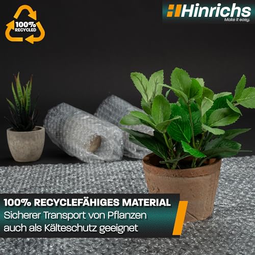 Hinrichs Luftpolsterfolie Rolle 10m x 40 cm - Ideal für Versand, Verpackung und Umzug - 100% recyclingfähig - Bubble Wrap als Verpackungsmaterial - Noppenfolie - Polstermaterial