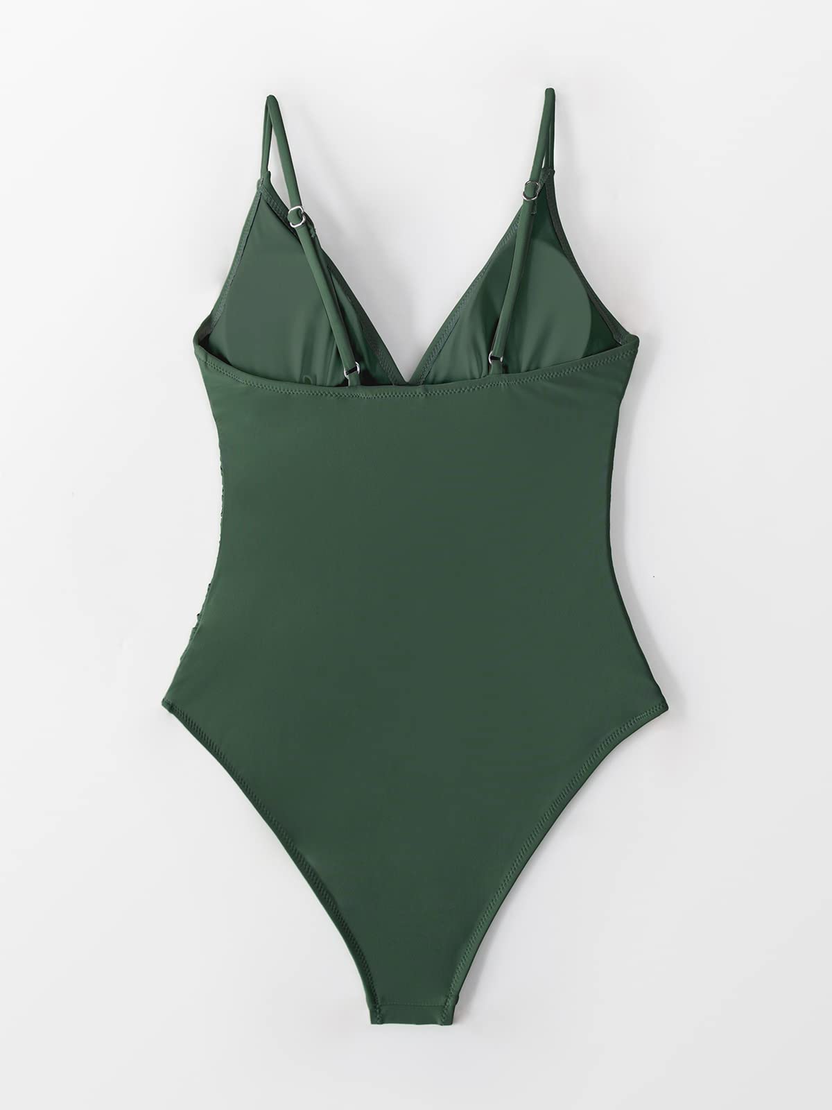 CUPSHE Costume da Bagno Intero da Donna con Scollo a V Profondo con Spalline Regolabili Costume da Bagno Arricciato sul Davanti e sulla Schiena Bassa