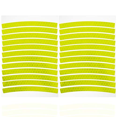 Inntek 24pcs Pegatinas Reflectantes para Bicicletas, Reflectante de Bici, Cinta Adhesiva de Seguridad de Bici Súper Brillo Accesorio de Ciclismo Moto Vehículo Impermeable 94 * 8mm Amarillo