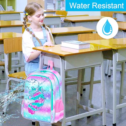 Image of CCJPX 3PCS Unicorn Backpack for Girls, 16 inchKids Water Resistant Elementary Preschool Kindergarten School Bookbag with Lunch Box - Pink