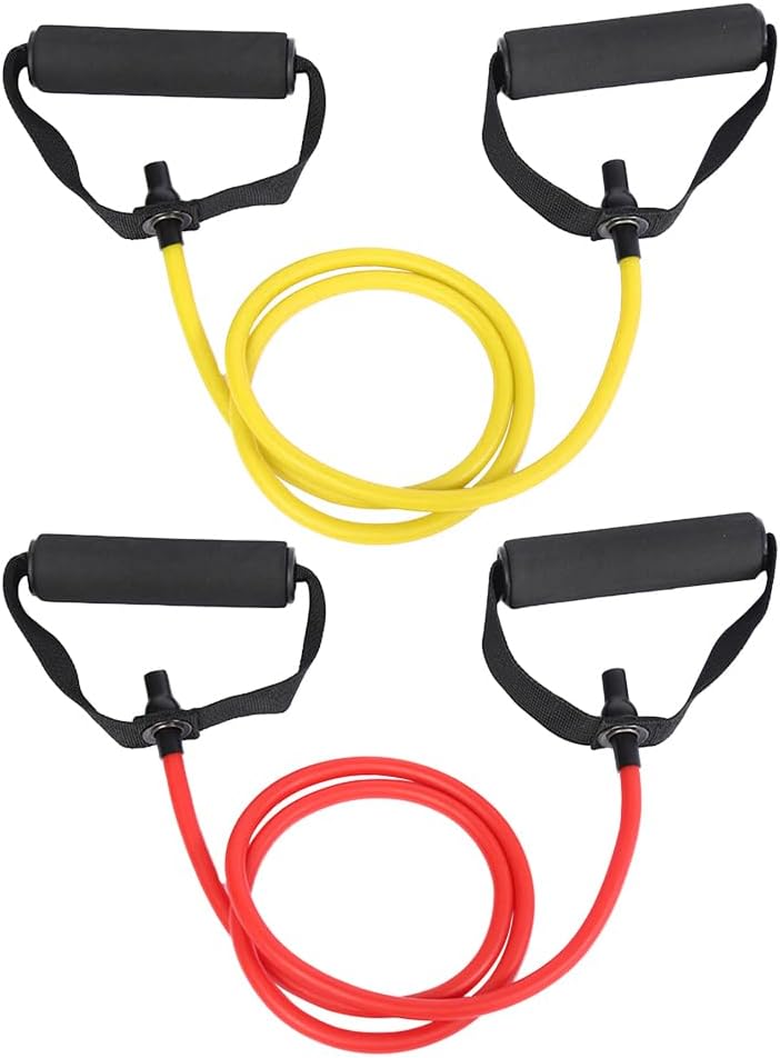 2Pcs Resistance Bands for Fitness, Yoga, and Home Workouts - Portable Chest Expander and Sit-up Rope with Handles, Elastic TPE Material, Assorted Colors, 47.24 X 3.14 X 0.39 Inches