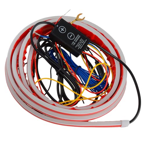 beler 2M Car Start Dynamic Flowing Red & Yellow LED Hood Light Strip Daytime Running Light Turn Signal Lamp