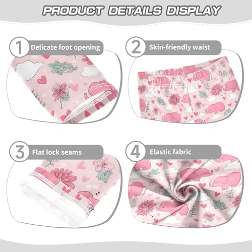 Cute Pink Elephants Girls Leggings Kids Yoga Pants Athletic Tights Pants 4-10 Years3